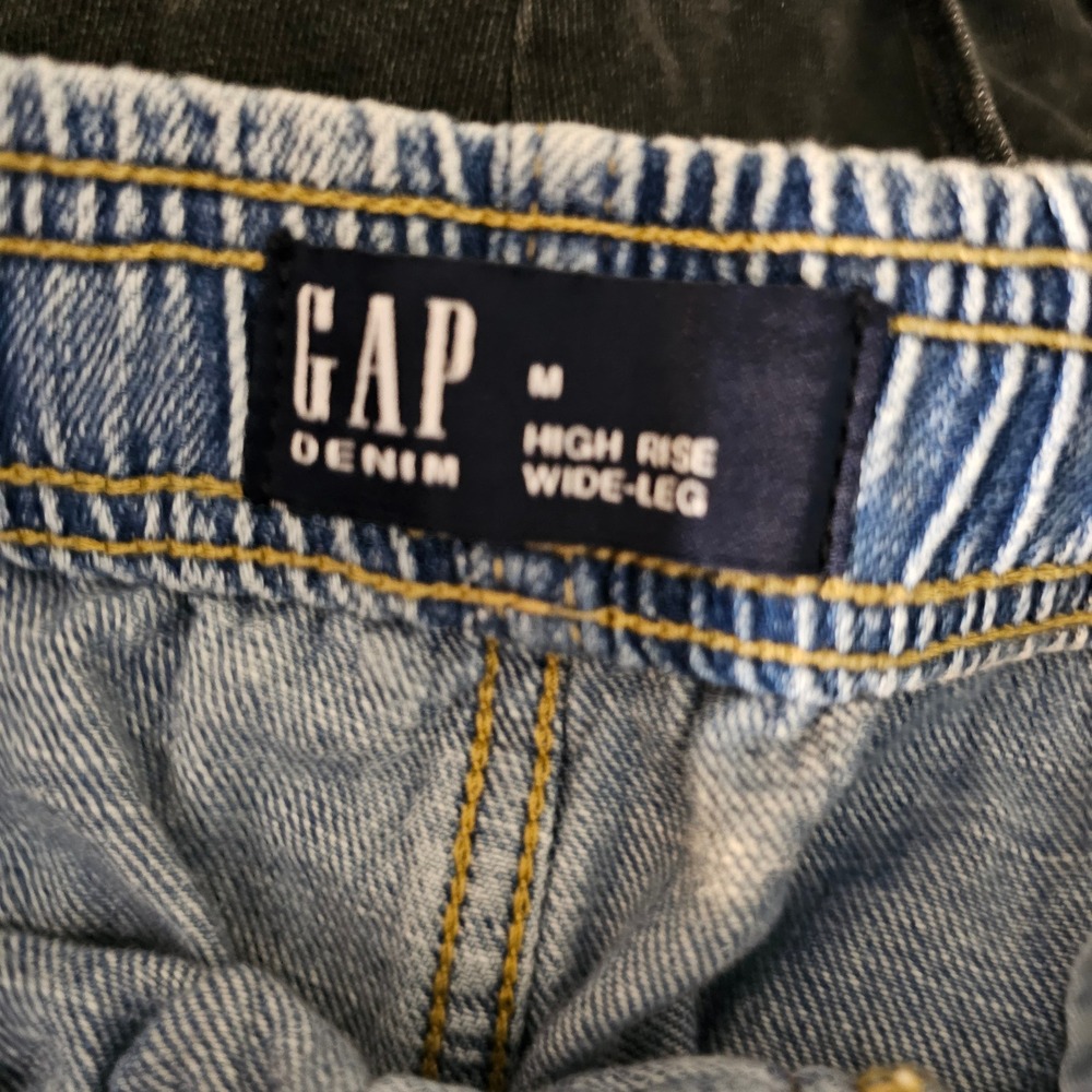 GAP Wide Leg Drawstring Denim Jeans Light Blue - Picture 8 of 10